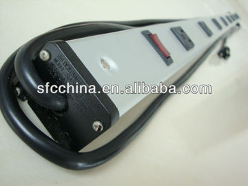 rocker switch with 15A curcuit breaker aluminium alloy UL approved American 8 outlets power strip