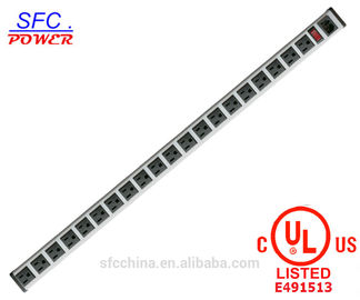 IEC 60320 OUTPUT C13 POWER STRIP, NEMA 5-15R 20 AMERICAN SOCKET, VERTICAL RACK / SURFACE MOUNT, METAL ENCLOSURE, D.P.
