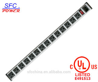 IEC 60320 Inlet C14 POWER STRIP, NEMA 5-15R 14 AMERICAN SOCKET, VERTICAL RACK / SURFACE MOUNT, METAL ENCLOSURE, D.P.