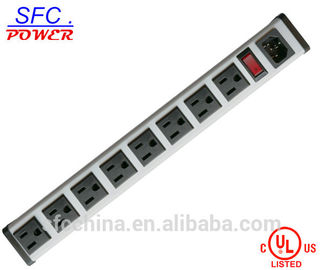 IEC 60320 Inlet C14 PDU POWER STRIP, NEMA 5-15R 8 OUTLETS, VERTICAL RACK / SURFACE MOUNT, METAL ENCLOSURE, D.P. CIRCUIT BREAKER,