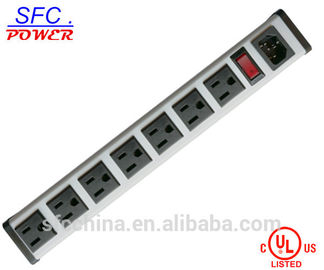IEC 60320 Inlet C14 PDU POWER STRIP, NEMA 5-15R 7 OUTLETS, VERTICAL RACK / SURFACE MOUNT, METAL ENCLOSURE, D.P. CIRCUIT BREAKER,