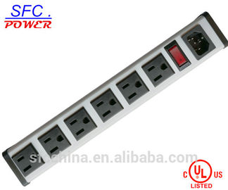 IEC 60320 Inlet C14 PDU POWER STRIP, NEMA 5-15R 6 OUTLETS, VERTICAL RACK / SURFACE MOUNT, METAL ENCLOSURE, D.P. CIRCUIT BREAKER,