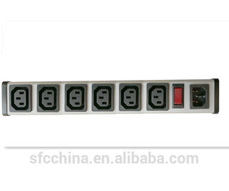 IEC 60320 C13 C14 PDU POWER STRIP with Switch, Smart 6 Socket Power Strip Bar For Network Cabinet , Multiple Electrical Outlets