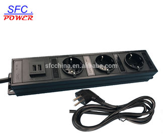 Desktop Outlet Strip ,Aluminum Shell 3 Germany/European Schuko+Dual USB interface