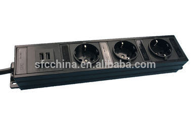 Desktop Outlet Strip ,Aluminum Shell 3 Germany/European Schuko+Dual USB interface