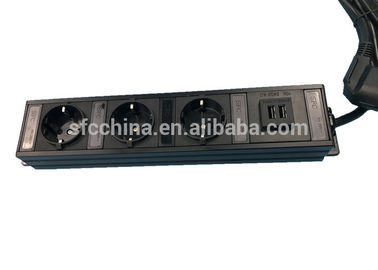 Desktop Outlet Strip ,Aluminum Shell 3 Germany/European Schuko+Dual USB interface