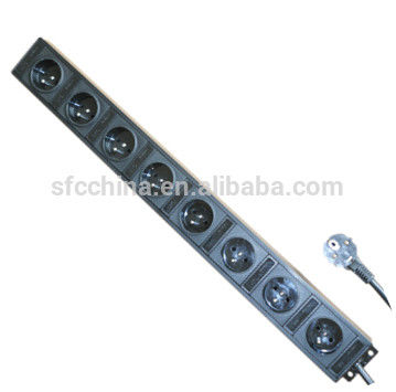 France Power Distribution Units and Extension cord with Plug Type E, 8 Way Power Outlet Strips for workbench