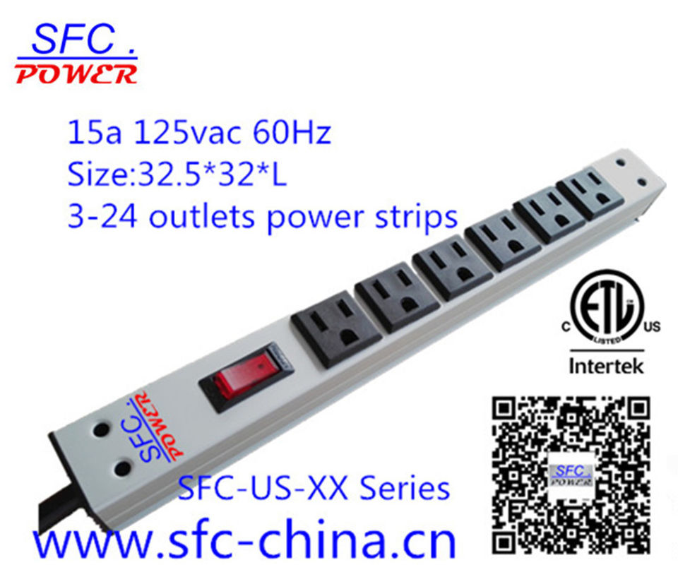 USA Nema 5-15R 3-24 outlets min and easy mounting power strips3 phase power distribution unit