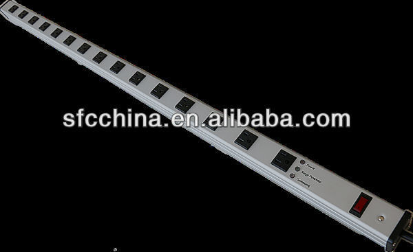 aluminium alloy UL approved American 15-outlet power strip, surge protector with led indicator, 1800w with15A curcuit breaker
