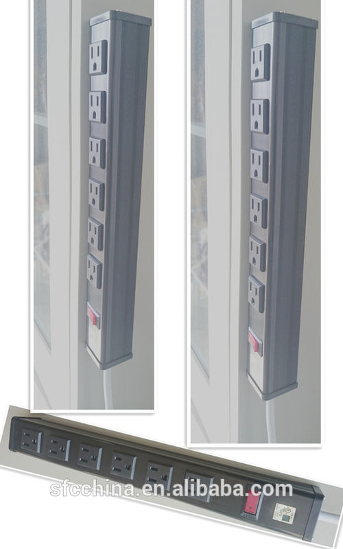 SFC306-612 aluminium alloy UL approved 6-outlets power strip( mounting type:magnetism )