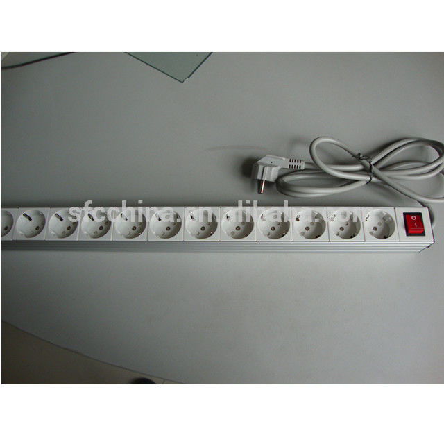 Europeon Standard Aluminum Housing Power Strips, German Power Distribution Units and Extension Cords
