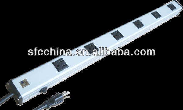 SFC306-724B aluminium alloy UL approved American 6-outlet power strip, with 15A curcuit breaker