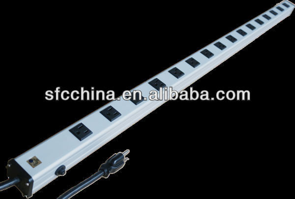 SFC306-1648B aluminium alloy UL approved American 16-outlet power strip, with 15A curcuit breaker