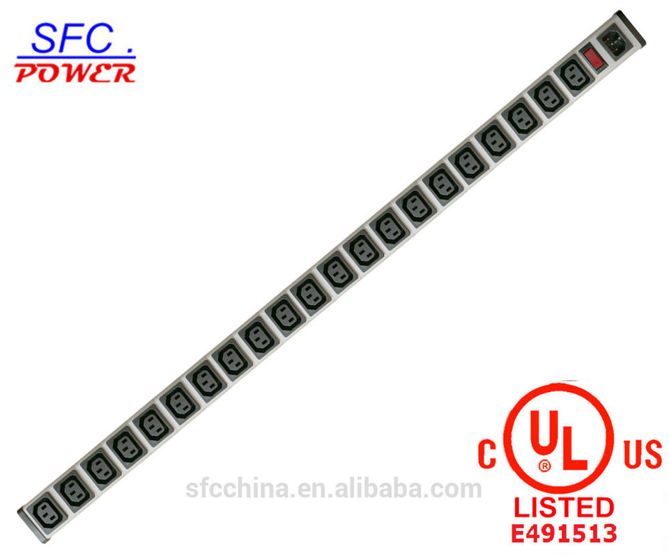 IEC 60320 C13 C14 PDU POWER STRIP Smart 21 socket Power Bar For Network Cabinet , Rack mounted Outlets