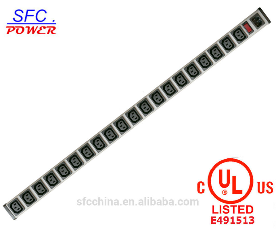 IEC 60320 C13 C14 PDU POWER STRIP Smart 20 socket Power Bar For Network Cabinet , Rack mounted Outlets