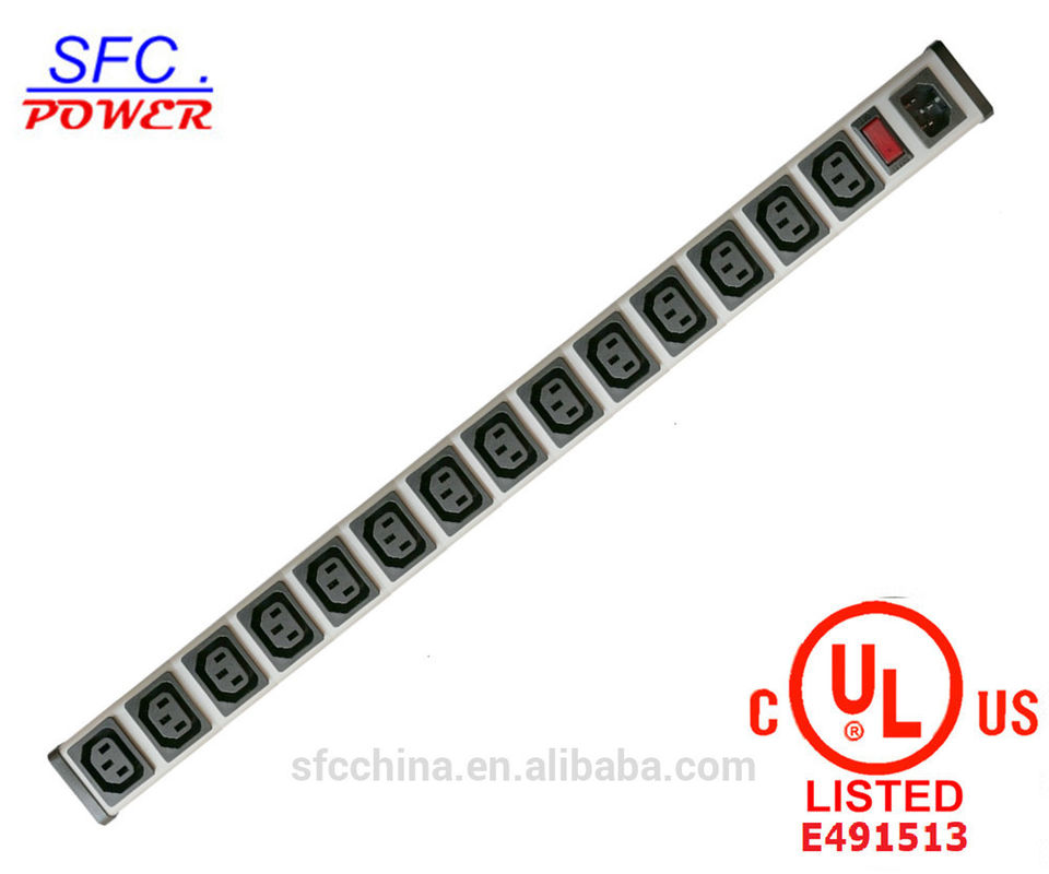 IEC 60320 C13 C14 PDU POWER STRIP Smart 14 Outlet Power Strip Bar For Network Cabinet , Multiple Electrical Outlets