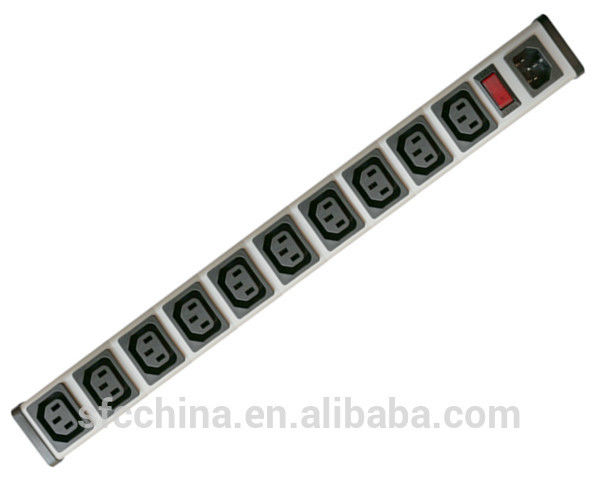 IEC 60320 C13 C14 PDU POWER STRIP Smart 10 Outlet Power Strip Bar For Network Cabinet , Multiple Electrical Outlets