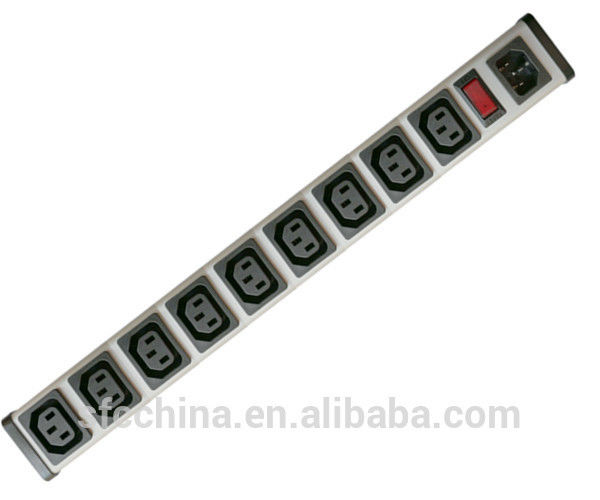 IEC 60320 C13 C14 PDU POWER STRIP for computer, Smart 9 Socket Power Strip Bar For Network Cabinet , Multiple Electrical Outlets