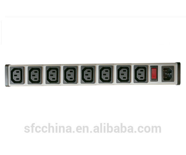 IEC 60320 C13 C14 PDU POWER STRIP for computer, Smart 8 Socket Power Strip Bar For Network Cabinet , Multiple Electrical Outlets