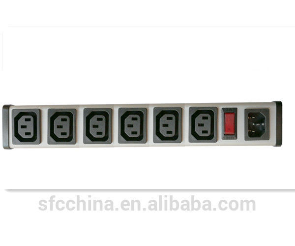 IEC 60320 C13 C14 PDU POWER STRIP with Switch, Smart 6 Socket Power Strip Bar For Network Cabinet , Multiple Electrical Outlets