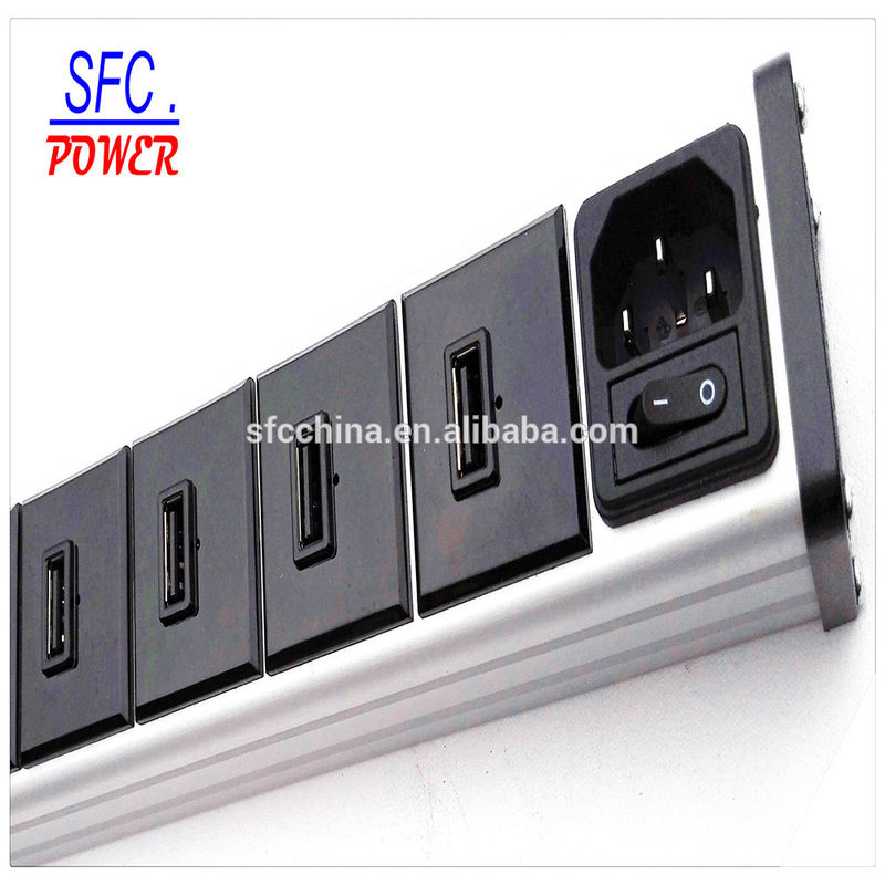 ETL FCC CE Approved alu- alloy 5V 2.1A USB 4 port charger with switch