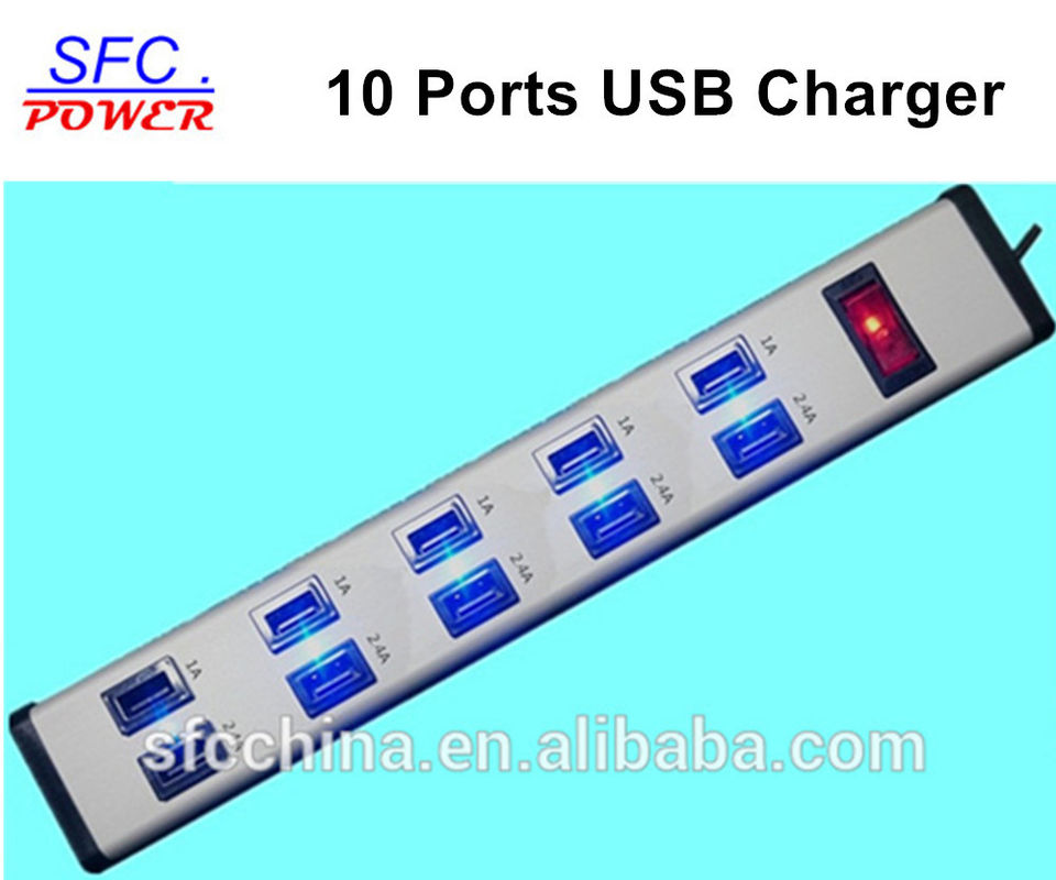 5V 2.4A and 1A USB 10-PORTS CHARGING STATION FOR iPad mobile MP3