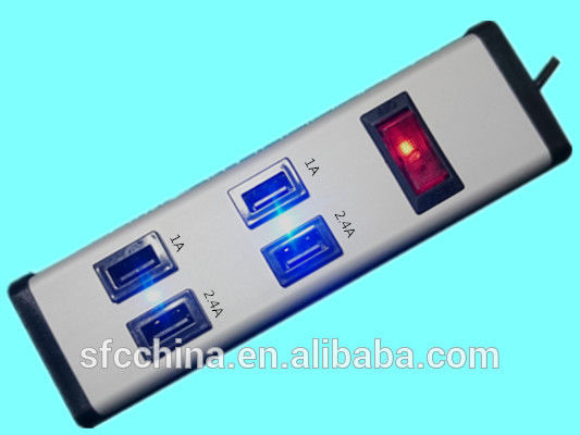 5V 2.4A and 1A USB 4-PORT CHARGING STATION FOR iPad mobile MP3