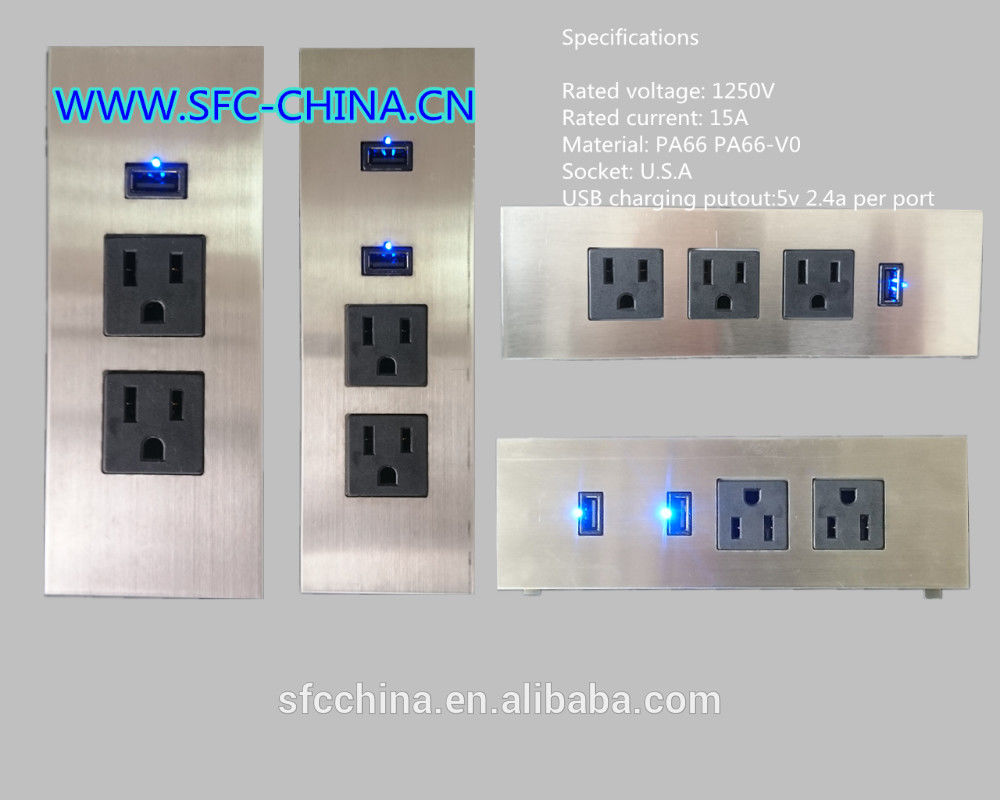 USB Charging 5v 2.4a per port Desktop Socket / Tabletop Socket /stainless steel of face